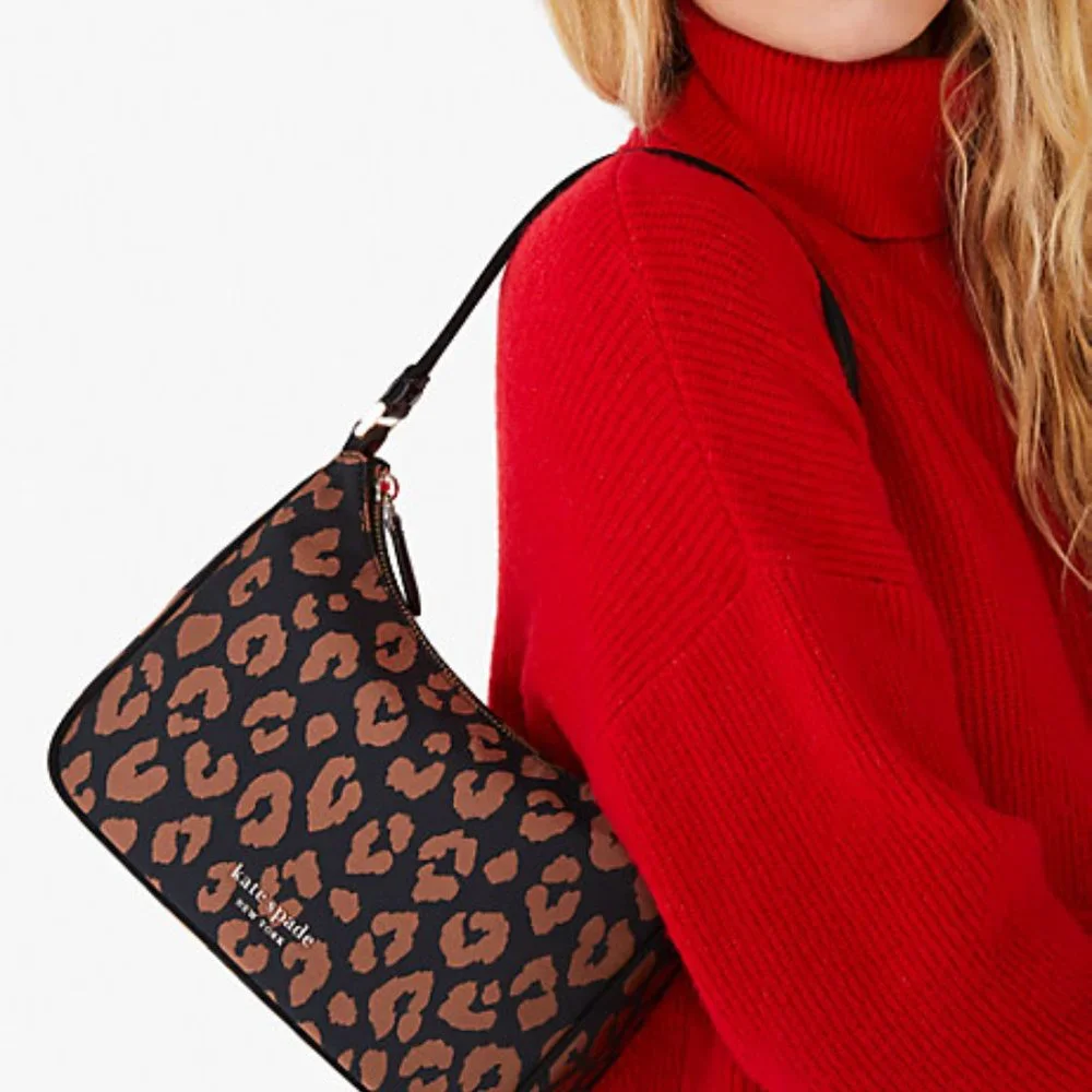 Kate Spade New York Sam Leopard Animal Print Small Shoulder Bag NWT